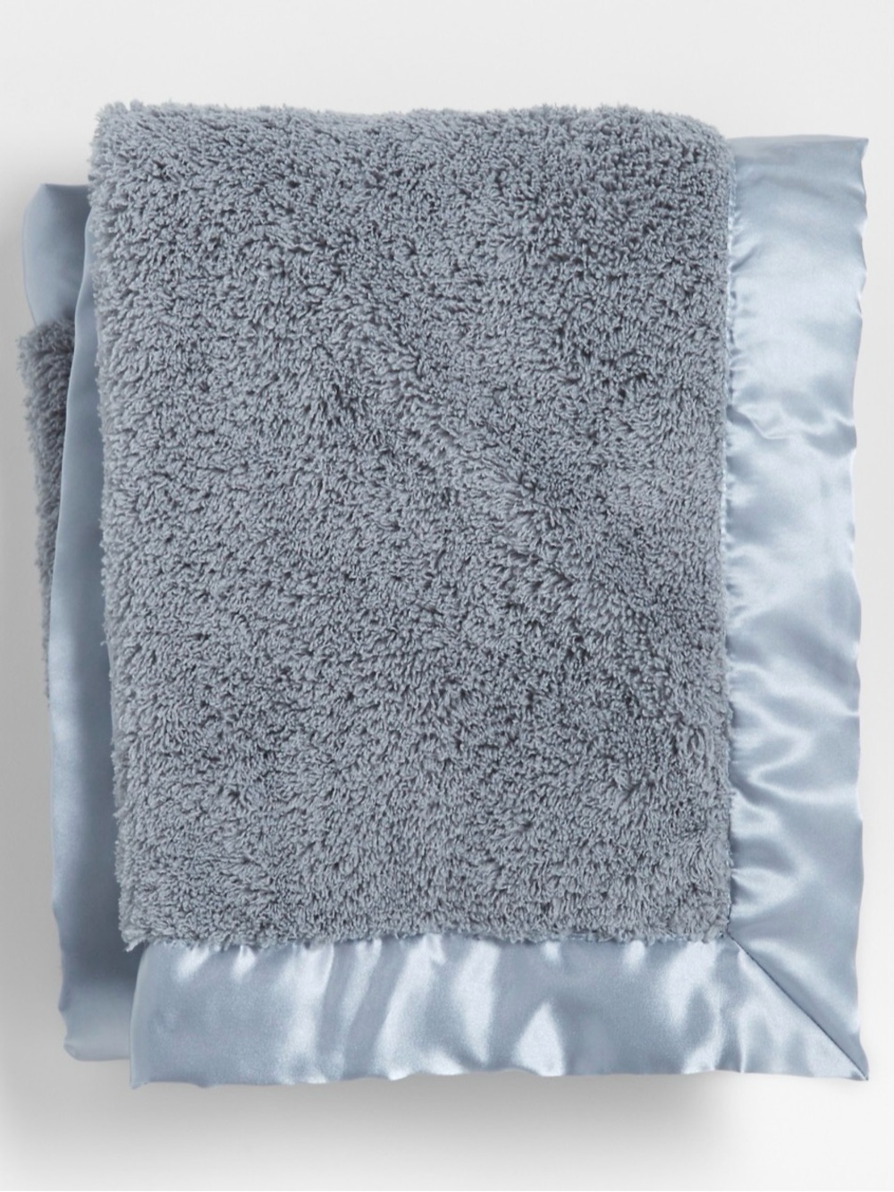Brand new Crate & Kids Satin Trim Blue-Grey Plush Baby Stroller Blanket